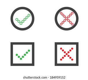 Yes or No, Validation button Icons vector