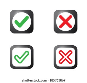 Yes or No, Validation button Icons vector