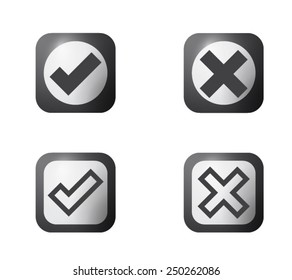 Yes or No, Validation button Icons vector
