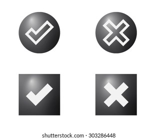 Yes or No, Validation button Icons vector