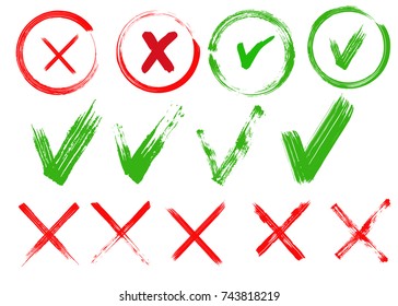 Yes and No vector check marks. Isolated