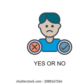Ilustración de diseño de iconos de esquema rellenado por vector Sí o No. Símbolo de aplicación web y móvil sobre archivo EPS 10 de fondo blanco