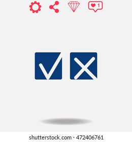 Yes or No vector icon on grey background.