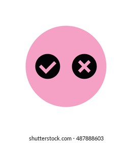 Yes or no vector icon. Pink circle. Pink button