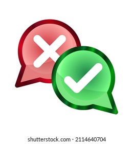 Sí y no iconos vectoriales. Icono de vector de marca cruzada y marca de verificación. Ilustración vectorial de puntos de votación. Iconos populares para formularios.