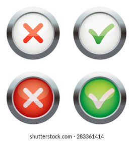 Yes or No. Vector icons. Isolated on white background. Set