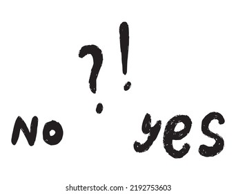 yes or no vector illustration text bold by hand isolated on a white background