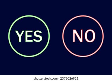 Yes no vector neon sign for website.
Green, red neon on a dark background