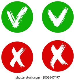 Yes and No vector signs. Dry brush strokes, hand drawn.