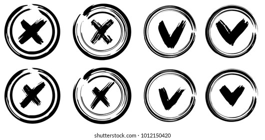 Yes and No vector signs. Dry brush strokes, hand drawn.