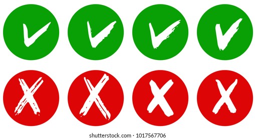 Yes and No vector signs. Dry brush strokes, hand drawn.