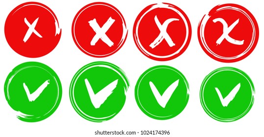 Yes and No vector signs. Dry brush strokes, hand drawn.