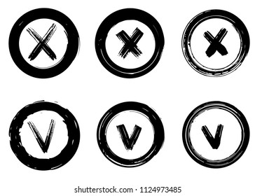 Yes and No vector signs. Dry brush strokes, vector, isolated