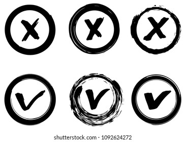 YES and NO vector signs, hand drawn, dry brush strokes