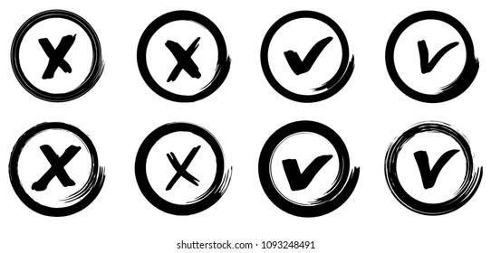 YES and NO vector signs, hand drawn, dry brush strokes 