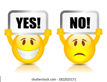 Yes no vector signs isolated on white background