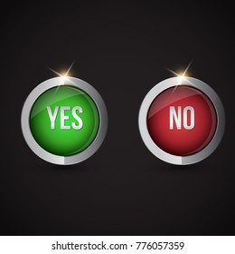 Yes, No, Vote Vector Buttons - Voting Buttons. Illustration.