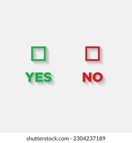 Yes, No word text with check mark Green and red color. Vector illustration.
