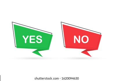 Yes No word text on talk shape. Vector stock illustration yes no in speech bubble on white background. Vector stock illustration.