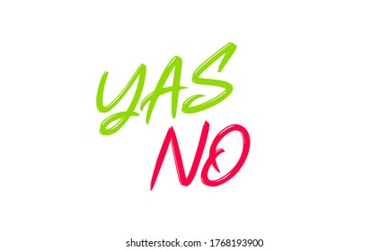 Yes No word text on talk shape. Green and red color. Vector illustration