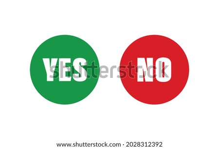 Yes No word text on talk shape. Green and red color. Design element for badge, sticker, mark, symbol icon and card chat. Test question