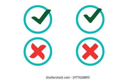 Yes or no,True or False.
Green Check Mark and Red X Mark.Approved or Rejected symbols. Vector Design Eps 10