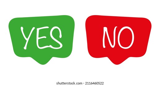 Yes and now speech bubble icons green and red colors vector eps 10 illustration