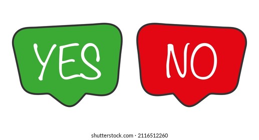 Yes and now speech bubble icons green and red colors vector eps 10 illustration