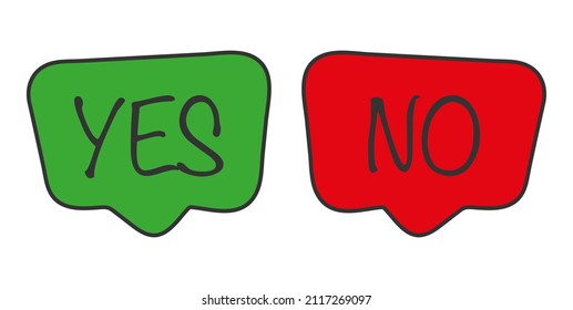 Yes and now speech bubble icons green and red colors vector eps 10 illustration