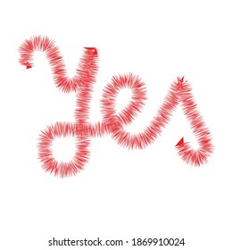 Efecto Sí Tinsel rojo, etiqueta Sí  
