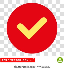 Yes round icon. Vector EPS illustration style is flat iconic bicolor symbol, yellow and intensive red colors, transparent background.