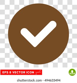 Yes round icon. Vector EPS illustration style is flat iconic bicolor symbol, white and brown colors, transparent background.