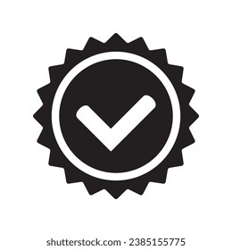 Yes round stamp icon. Seal with check mark icon. Symbol of approval. Approved icon.