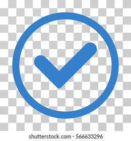 Yes rounded icon. Vector illustration style is flat iconic symbol inside a circle, cobalt color, transparent background. Designed for web and software interfaces.