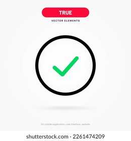 Yes sign. Checkmark and check icon. Approval check and true icon. Set quality sign, green tick. Approve 3d art vector color icon for mobile apps, websites, presentation, UI Ux.