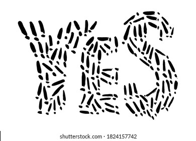 Yes sign with exclamation points concept. Grunge hand drawn style. Black and white icon. Perfect for landing page.