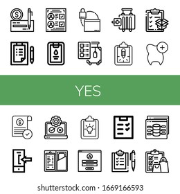 yes simple icons set. Contains such icons as Check, Checklist, Voting, Clipboard, Web, Check out, Check in, Approve, Login, Testing, can be used for web, mobile and logo