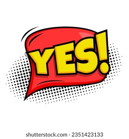 yes speech bubble with dot halftone shadow on red balloon