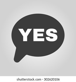 The YES speech bubble icon. Social network and web communicate symbol. Flat Vector illustration