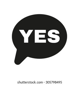 The YES speech bubble icon. Social network and web communicate symbol. Flat Vector illustration