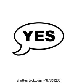 The YES speech bubble icon. Yes symbol.