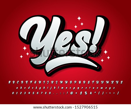 Yes sticker design, modern script text effect