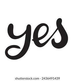 Yes text banner on transparent background. Hand drawn vector art.