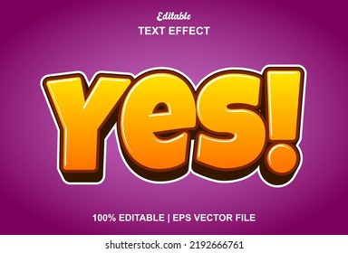 yes text effect with orange color can be edited.