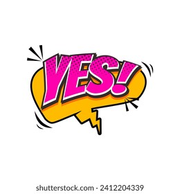Yes text expression comic pop art style