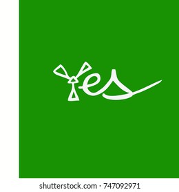 Yes  text. Vector illustration for your design.