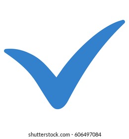 Yes vector icon. Flat cobalt symbol. Pictogram is isolated on a white background. Designed for web and software interfaces.