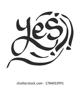 Yes !! - vector illustration, stylish print for t shirts, posters, cards and prints with signs and doodle elements. 