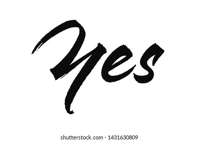 Yes vector lettering. Handwritten text label. Freehand typography design