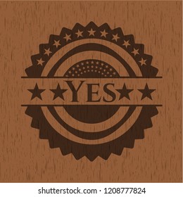 Yes vintage wooden emblem